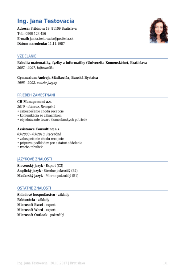 Profesia Sk Writing A Professional Cv